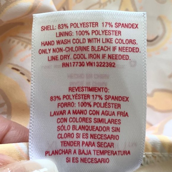 Xhilaration Juniors Cream Yellow Paisley Cheeky Bottom Bathing Suit Swim Medium - Picture 5 of 9